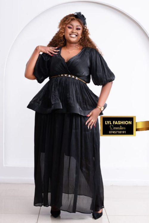 European Maxi Peplum Ensemble Dress