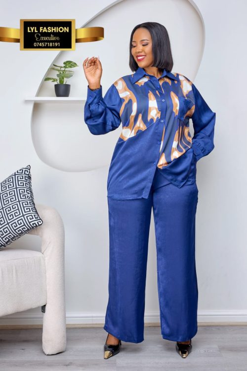 European Satin Front Print 2 piece